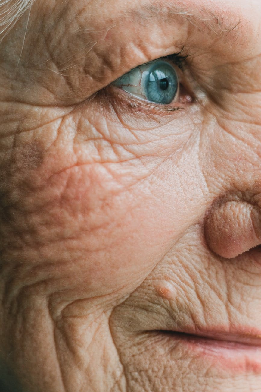 woman face with wrinkles