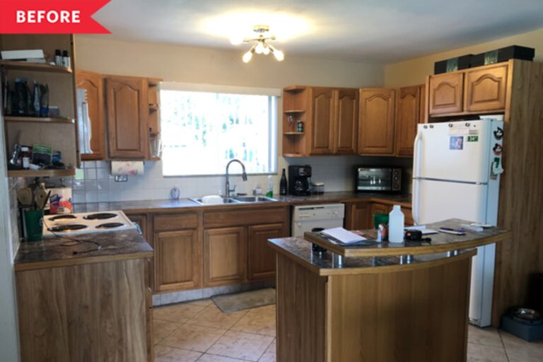 Before & After: Dark Wood Cabinets Get a Bright White Redo