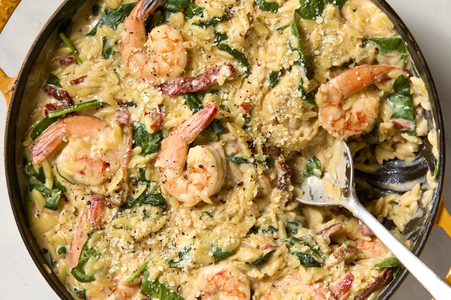Creamy Tuscan Shrimp and Orzo (Just 8 Ingredients)
