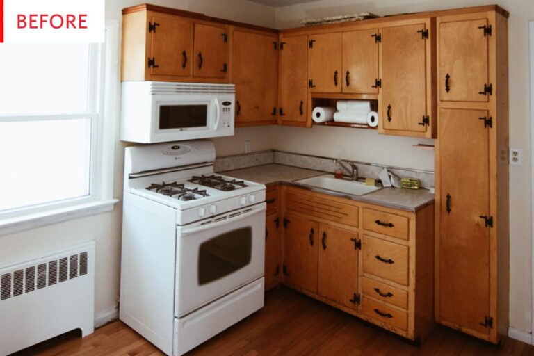 Old Kitchen Cabinets Painted White – Before & After